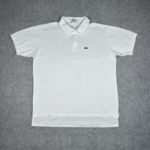 Vintage Lacoste Polo Shirt Men's Size Large White Croc Logo 80s Preppy